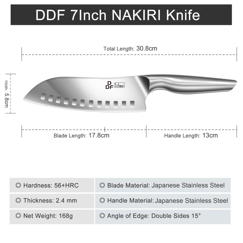 DDF iohEF Kitchen Knife, Chef's Knife In Japanese Stainless Steel Professional Santoku Cooking Knife, 7 Inch Non-slip Ultra Sharp Knife with Ergonomic Handle - Image 5